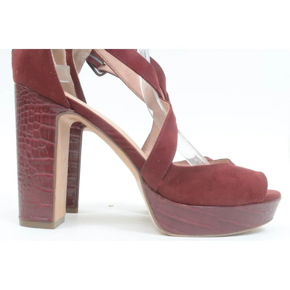 Limelight Women's Lyanna - Platform Peep Toe Block Dress Heels Shoe 10 Wine